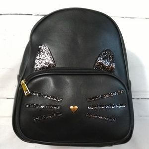 Black cat kitten glitter backpack gift NWT